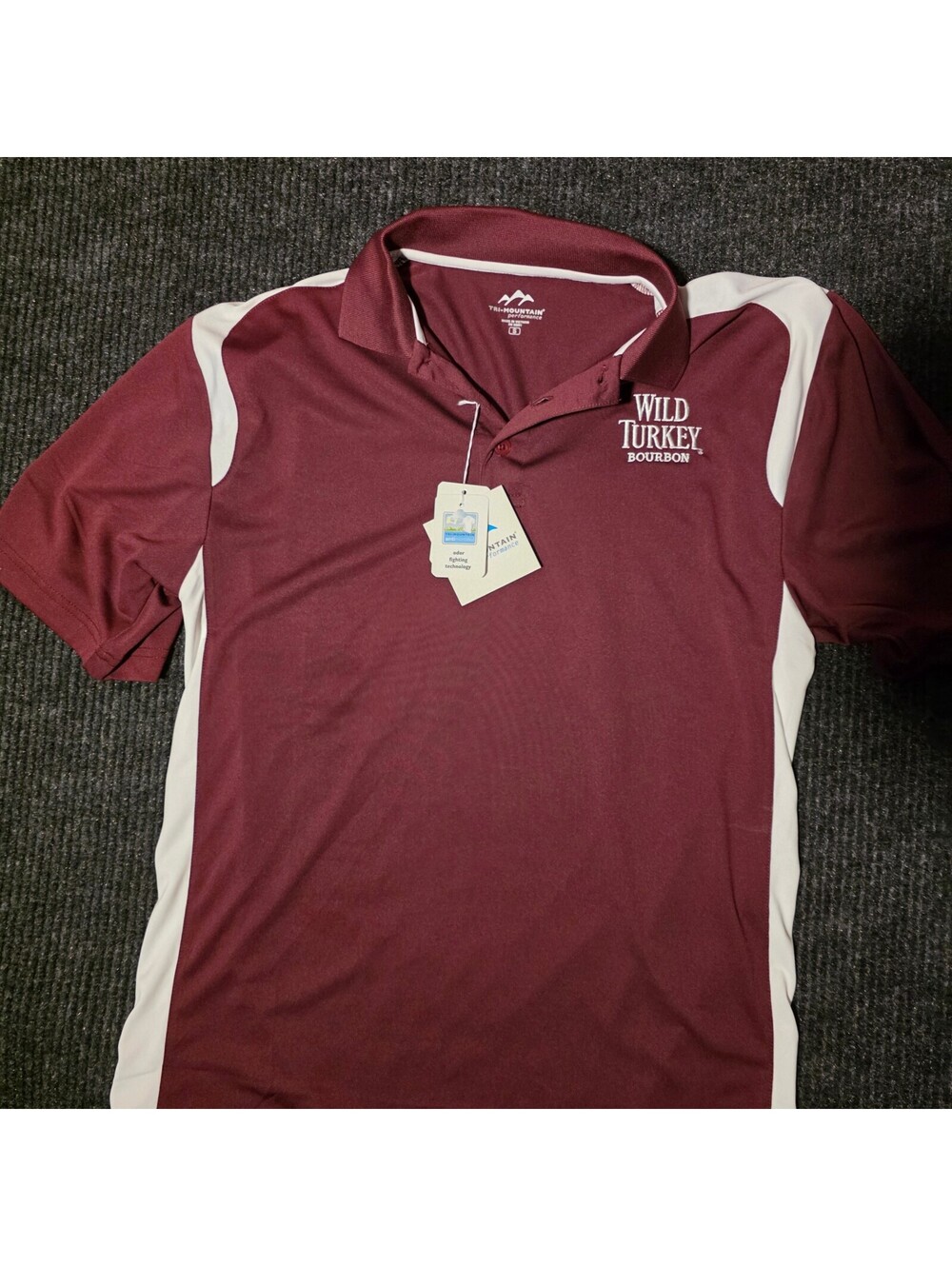 Wild Turkey Bourbon Men's Polo Shirt Maroon and White Size Large New with Tags